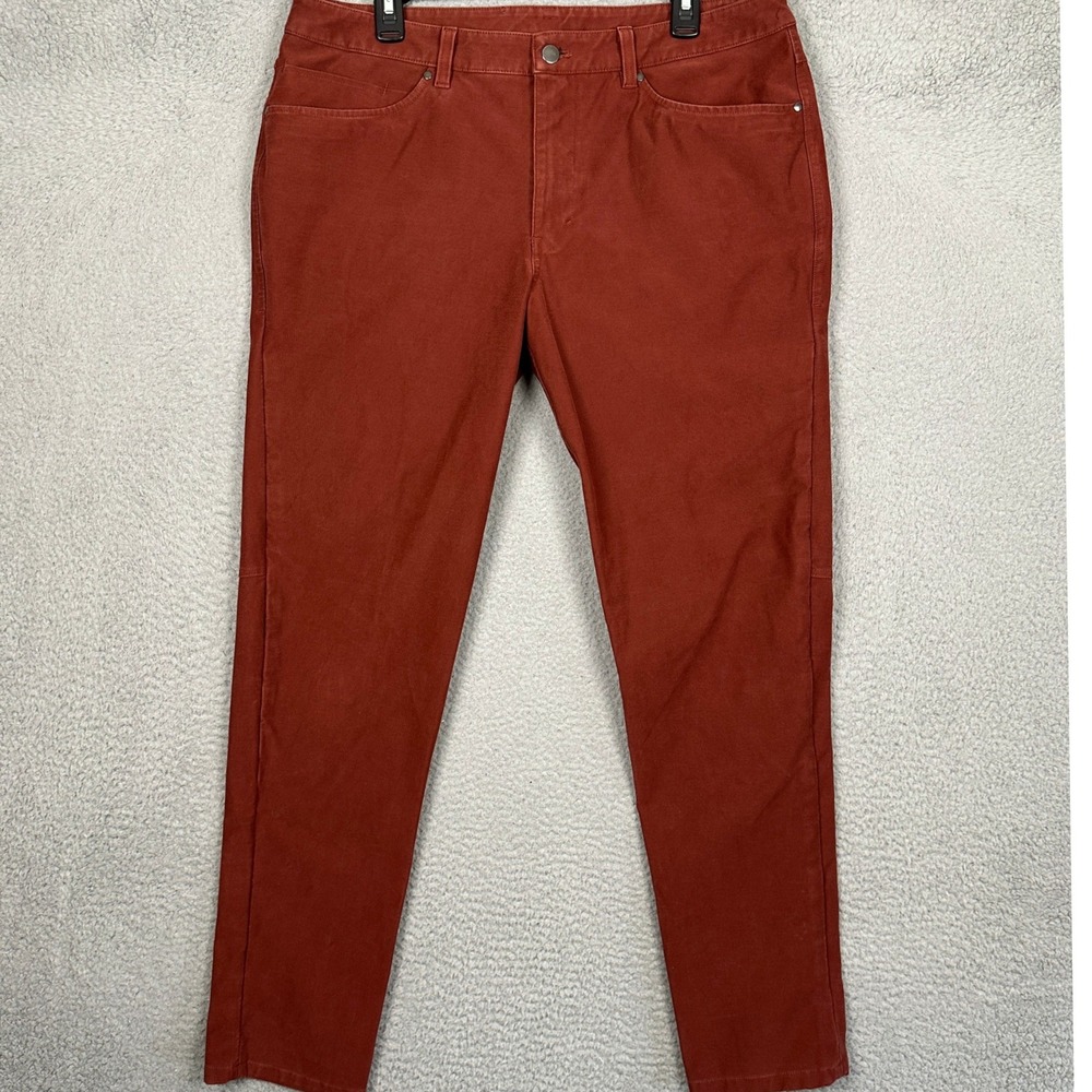 Lululemon ABC Pants Mens 36 Slim Burnt Orange Warpstreme Performance Chino Logo